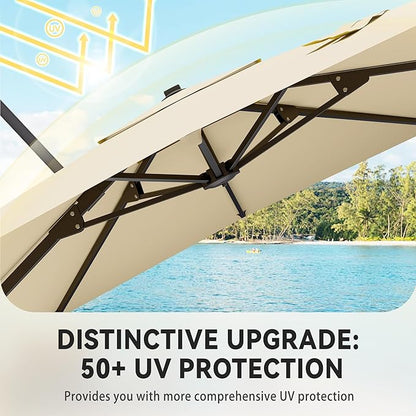 9' X 12' Cantilever Patio Umbrella 360°Rotation Rectangular Outdoor Large Offset Umbrellas Heavy Duty Windproof for Garden Deck Pool Backyard, Beige
