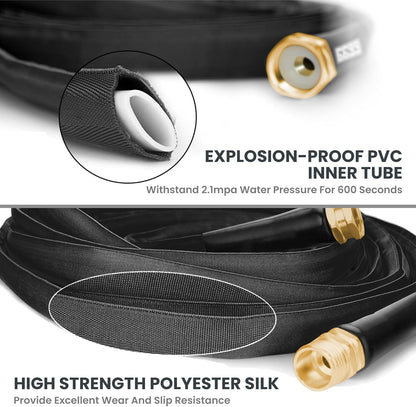 Giraffe Tools Garden Hose 75FT Lightweight Lay Flat Water Hose Kink Free Flexible Hose with 9 Spray Function Nozzle, Black