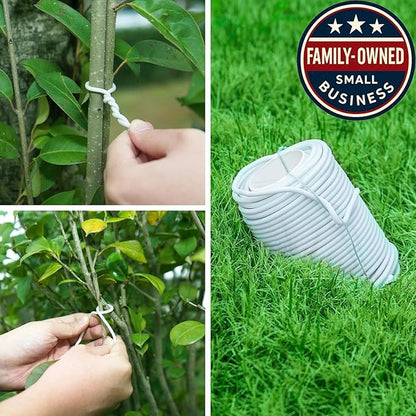 Decoroca Soft Plant Ties for Support - 65.6' Reusable Waterproof Plant Wire, Garden Twist, for Indoor & Outdoor Plants and Home Organizing（1pc/White）