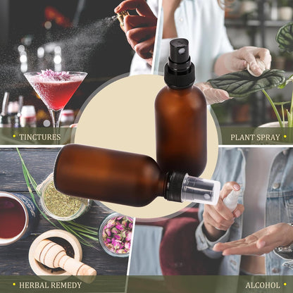 Amber Glass Small Spray Bottles 2 oz 24 Packs,Fine Mist Sprayer Pretty Finish,Refillable Containers mini spray bottles for Cleaning Solutions and Skin Care (Amber Frosted 24Pack)