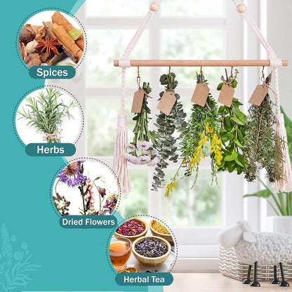2pack Herb Drying Rack Flower Drying with 25PCS Brown Gift Tags and 32ft Natural Jute Twine herb Dryer,Herb Drying Rack,Hanging Herb Dryer Rack