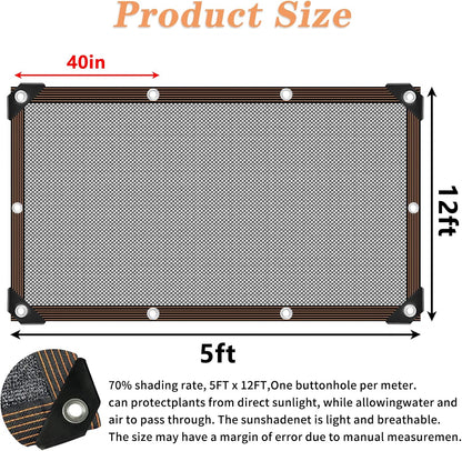 Shade Cloth - for Plants Greenhouse, 70% Sunblock Shade Sails -for Outdoor Garden Pergola Patio Lawn Sun Protection Neting Cover for Kennel Chicken Coop Easier to Hang Plant Cover