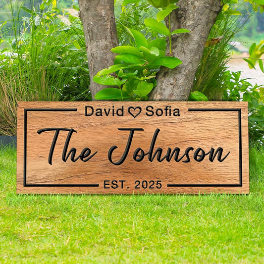 Personalized Carved Wood Sign Custom Last Name Sign for Couples Anniversary Wedding Gift Wooden Family Name Sign Family Wall Decor Bridal Shower Housewarming Gift