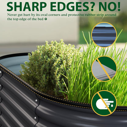 MUPATER 24” Raised Garden Bed, 2-in-1 Raised Garden Bed, 304 Stainless Steel Garden Bed, 4×2×2FT Modular Raised Planter Box Outdoor for Flowers, Vegetables, Grey