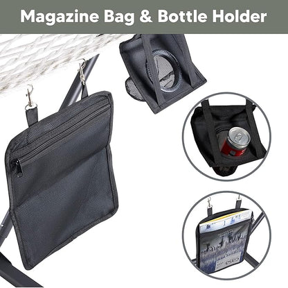 SUNCREAT Hammocks Double Outdoor Hammock with Stand, Cotton Rope Two Person Hammock with Polyester Pad & Large Pillow, Blue& Gray