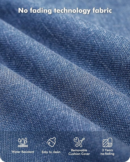 7-Piece Wicker Patio Furniture Set, All-Weather Rattan Conversation Bistro Loveseat Chair and Patio Rockers Set for Backyard, Balcony and Deck with Soft Cushions and Metal Table(Blue)