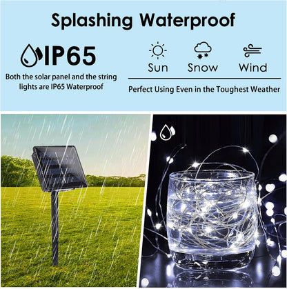 Solar String Lights Outdoor, 4 Pack Each 100 LED Solar Christmas Twinkle Lights Outside, Waterproof Copper Wire with 8 Modes Solar Fairy Lights for Garden Yard Tree Wedding Christmas Decor(Cool White)