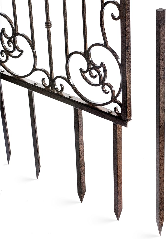 H Potter 8 Foot Tall Garden Trellis Wrought Iron Heavy Scroll Metal Decoration Lawn Patio and Wall Decor Screen for Rose Clematis Ivy Weather Resistant Patio Deck Wall Art X Large