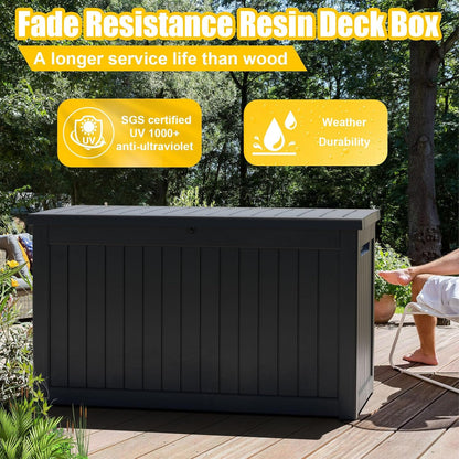 Deck Box - 230 Gallon Large Outdoor Storage box,Waterproof Patio Furniture and Storage Deck - Lockable and UV Resistant, Perfect for Pool and Outdoor Use, Weatherproof Resin, Lockable (Black) -