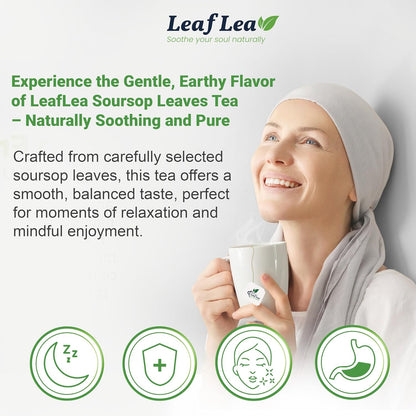 LeafLea 120 Soursop Tea Bags, from 100% Natural Pure Soursop Graviola Leaves, Improve Digestion, Support Healthy Skin & Sleep, Herbal Tea Caffeine-free, Hojas De Guanabana Tea, Non-GMO, Pack of 3