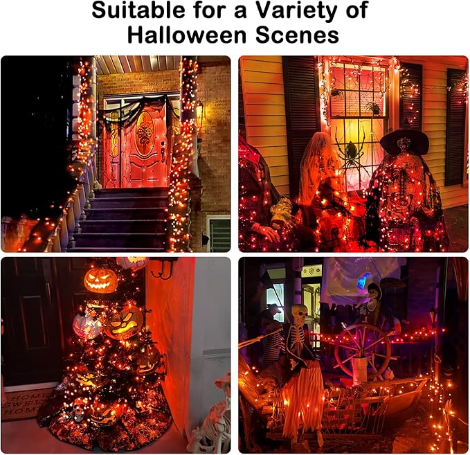BlcTec Halloween Lights Indoor Outdoor 300 LED 108FT, Orange Halloween String Lights with 8 Modes, UL Certified, Connectable Plug, Waterproof & Timer for Yard Porch Haunted House Holiday Decorations