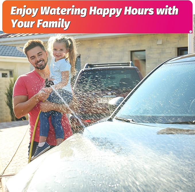 AUTOMAN Garden Hose Nozzle - 7 Patterns Sprayer, 100% Metal High Pressure Spray Nozzle, Labor-Saving Design, Heavy Duty Water Hose Nozzle for Garden Watering, Car Washing, Window Cleaning,Pets Bathing