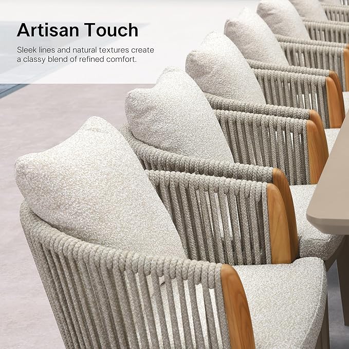 PURPLE LEAF 11 Pieces Outdoor Dining Set for 10, Aluminum Outdoor Patio Table and Chairs Set with Olefin Cushions, All-Weather Patio Dining Set for Garden or Deck, Beige