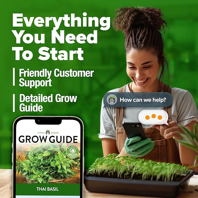 HOME GROWN Thai Basil Seeds Pack - 438 High Germination 𝗡𝗢𝗡-?𝗠𝗢 𝗨𝗦𝗔 Heirloom Herb Seeds for Planting,Ideal for Growing Fresh Basil Planting Indoor or Outdoor(Ocimum basilicum VAR.thyrsiflora)