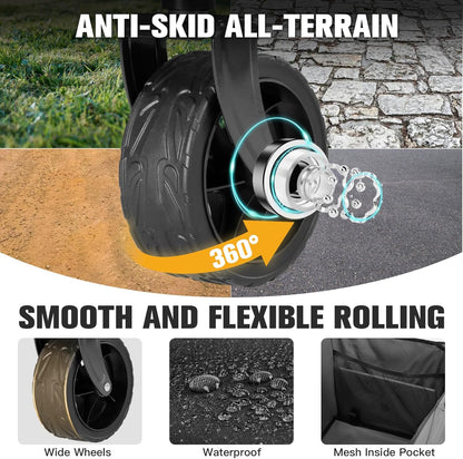 Wagon Cart Shopping Foldable Folding Collapsible with Wheels Big On Beach Garden Outdoor Grocery Heavy Duty Utility All Terrain Portable Wagons Carts for Groceries Sand Camping Sports Black