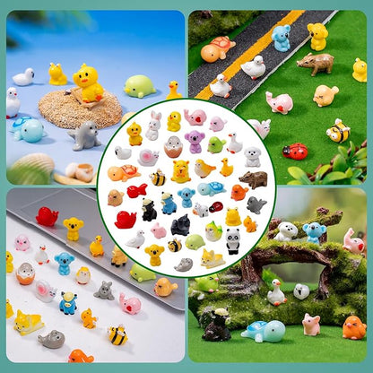 42pcs Mini Resin Animal 42 Styles Figures Bulk Tiny Resin Animals Little Miniature Small Animal for Micro Fairy Garden Landscape Accessories Dollhouse Hide Crafts Decor Aquarium