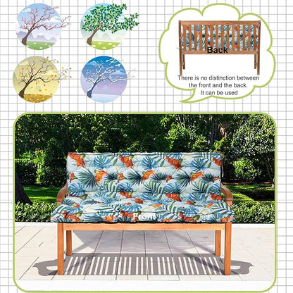 Swing Replacement Cushions with Backrest, 2 or 3 Seater Waterproof Non-Slip Overstuffed Swing Pad, Indoor/Outdoor Bench Cushion for Porch Chair Swings Garden Furniture (Summer, 40 * 55 in)