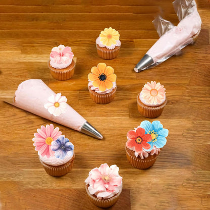 60 PCS Edible Flowers Cupcake Toppers Wafer Paper Daisy Cupcake Picks Edible Hibiscus Flower Birthday Party Decorations for Baby Shower Wedding Birthday Party Cake Food Decorations Supplies