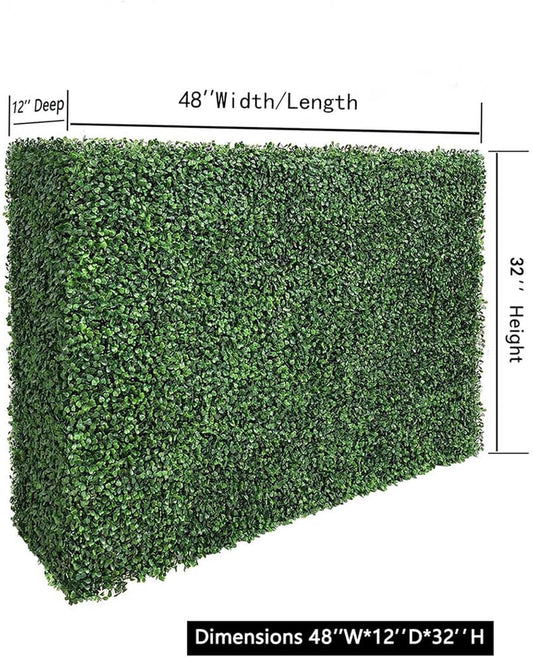 AGPL Artificial Hedge Wall Without Planter, Outdoor or Indoor Decorative Privacy Wall, Great for Balcony, Patio, Deck, TOP Cover Panel is Included ... (48" W*12" D*32" H)