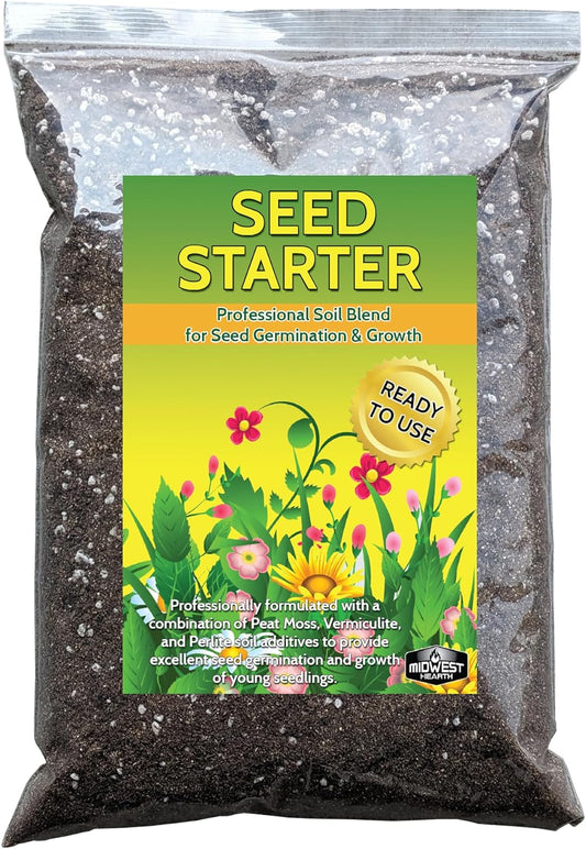 Seed Starter Natural Potting Soil Mix for Germination and Growth (Made in USA) (4 Dry Quarts)