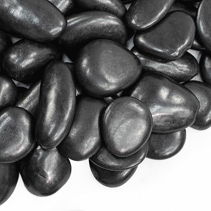 10lbs Black River Rocks, 2-3 Inch Large Pebbles for Indoor Plants, Natural High Polished Decorative Stones for Vase Filler Fish Tank
