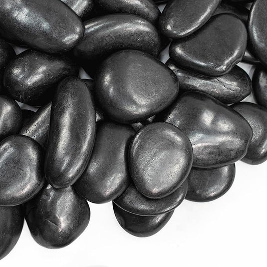 10lbs Black River Rocks, 2-3 Inch Large Pebbles for Indoor Plants, Natural High Polished Decorative Stones for Vase Filler Fish Tank