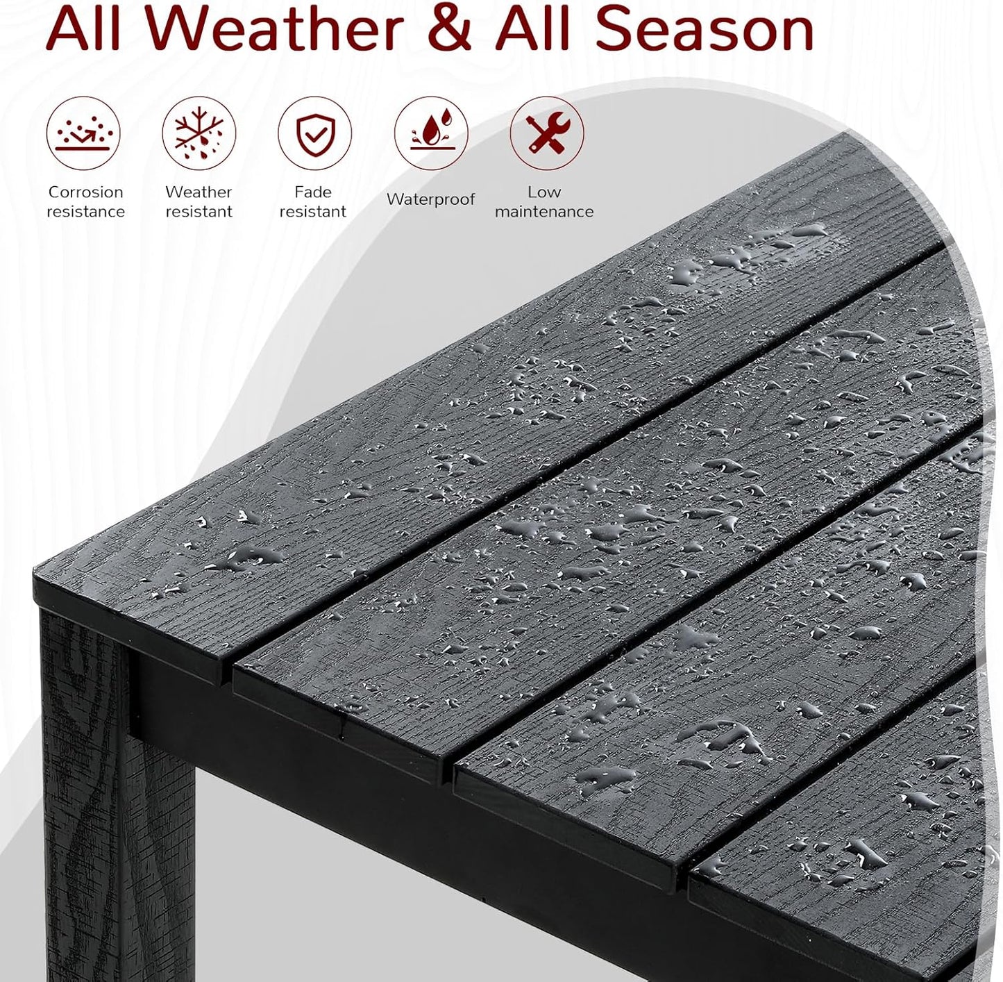 Stoog 7 Pieces Patio Dining Sets, All-Weather HIPS & Aluminum Outdoor Dining Table with Umbrella Hole, Patio Furniture Set Include 1 Table and 6 Chairs, for Backyard, Garden and Deck, Black