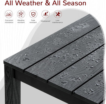 Stoog 7 Pieces Patio Dining Sets, All-Weather HIPS & Aluminum Outdoor Dining Table with Umbrella Hole, Patio Furniture Set Include 1 Table and 6 Chairs, for Backyard, Garden and Deck, Black