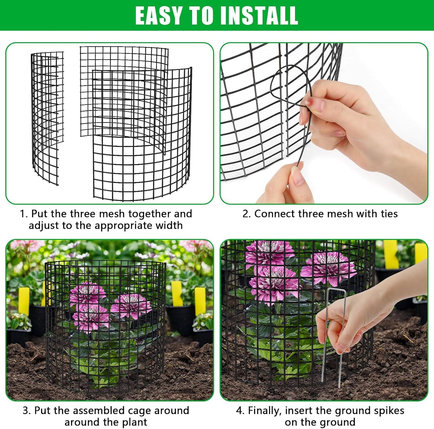 5 Pack Plant Protector from Animals, 13x12 inch Wire Plant Cages Mesh Plant Cage Garden Plant Protector, Sturdy Bunny Barricades Chicken Wire Cloche Plant Protectors for Keeping Bunny Animals Out