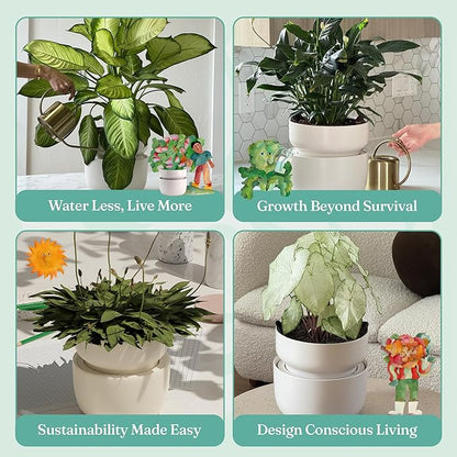 Tendril The SWAP+ Self-Watering Planter | 10" Ceramic Indoor Pot with Air-Pruning Liner, Tools & Repotting Mat