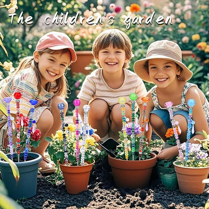 DIY Fairy Wand Garden Stakes Kit, Crystal Beaded Decorative Wands Set, Outdoor Garden Decoration with Assembly Guide (Mixed Top 390 Pcs)