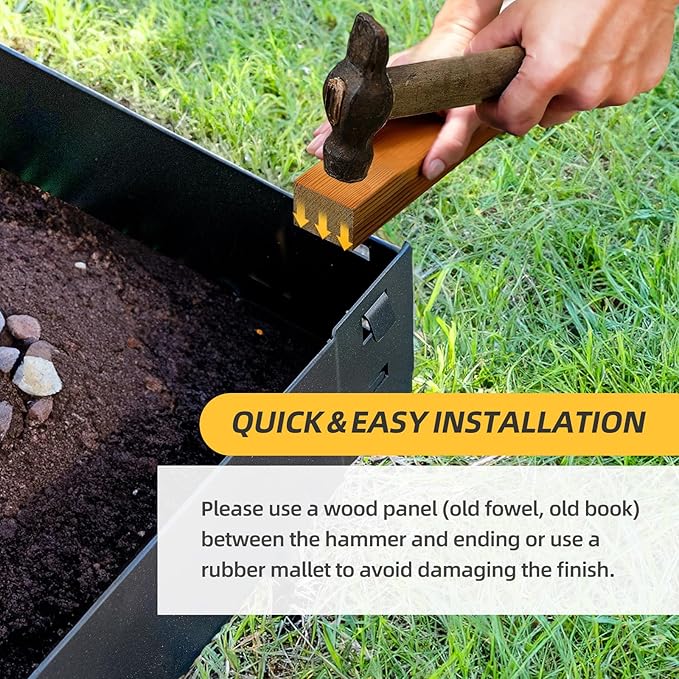 5PCS Steel Landscape Edging 39 x 7Inch (4 Inch Metal Strips + 3inch Nail) Black Garden Edging Border Length Flexible Landscape Edging Anchoring Stakes