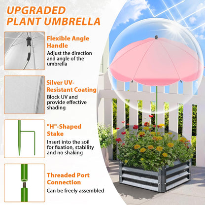 MJZ 4 Pack Plant Umbrellas for Outdoor Plants, 26" Garden Umbrella for Plants with Adjustable Angle, Plant Umbrella Provide Shade for Outdoor Plants Flower Pot Planting Beds