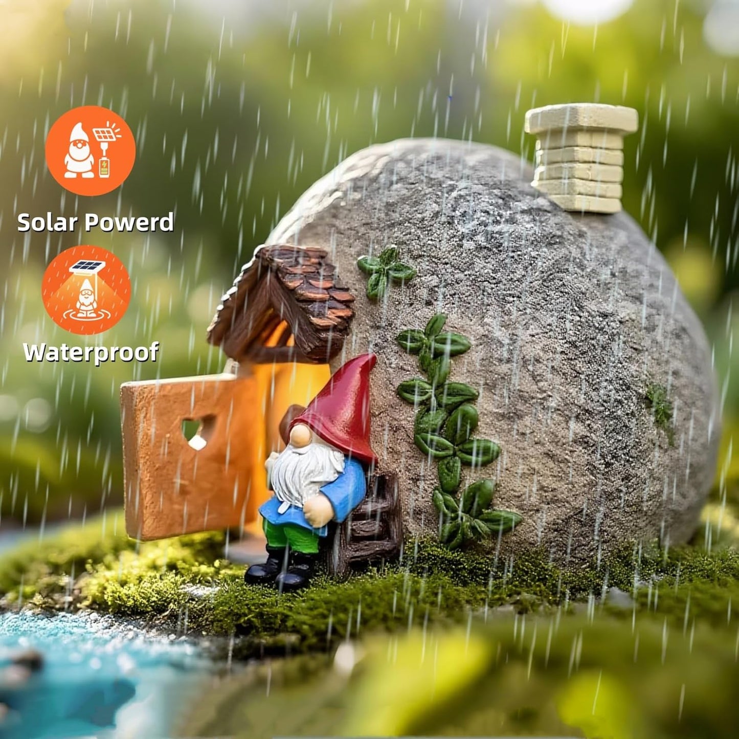 Solar Fairy Garden Houses Statues Kit, 4 Pcs Figurines Accessories House with Openable Door for Outdoor Yard Lawn Patio Proch, Christmas Housewarming Decorations, Gift Ideas for Women Kids