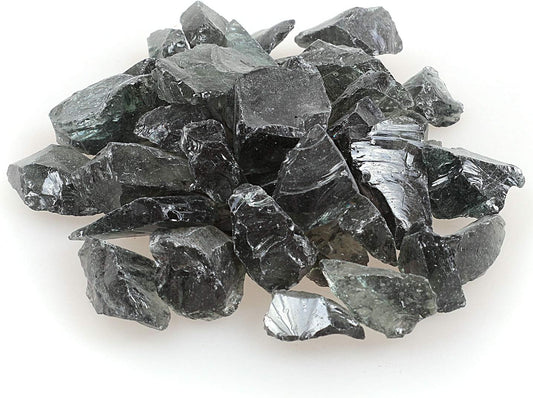 High Luster Reflective Fire Glass Gravel,Fire Gems,Fire Drops,Fire Glass Pebbles Stones Beads Chips for Fire Pit Fish Tank Aquarium Garden,1-2cm,540g/1.19lb (Grey)