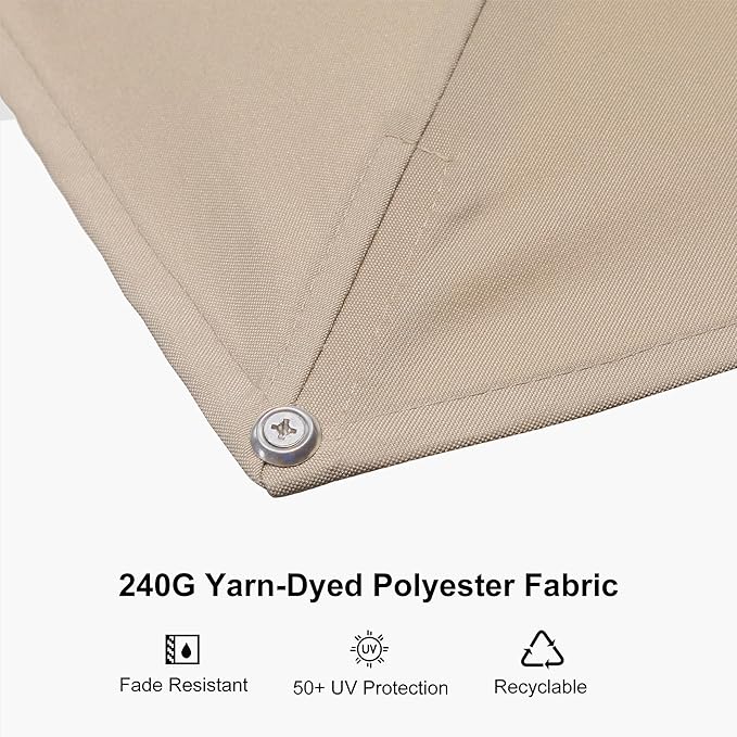 PURPLE LEAF 9' X 12' Left-right Tilting Patio Umbrella Outdoor Swivel Cantilever Umbrella Aluminum Offset Umbrella with Champagne Frame and 360-degree Rotation for Garden Deck Pool, Beige