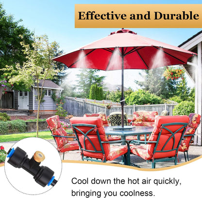 Hotop Brass Misting Nozzles 1/4 Inch Sliding Lock Mister Nozzles Tees with Plugs for Outdoor Cooling System Misting System(20 Pieces)