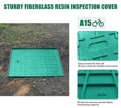 2 Sets 20x20x20in Underground Splice Box W/FRP Cover,Large Enclosure Precast Polyethylene Distribution Pull Pit Access Electrical Junction Boxes Drillable Tapered Wiring for Cable