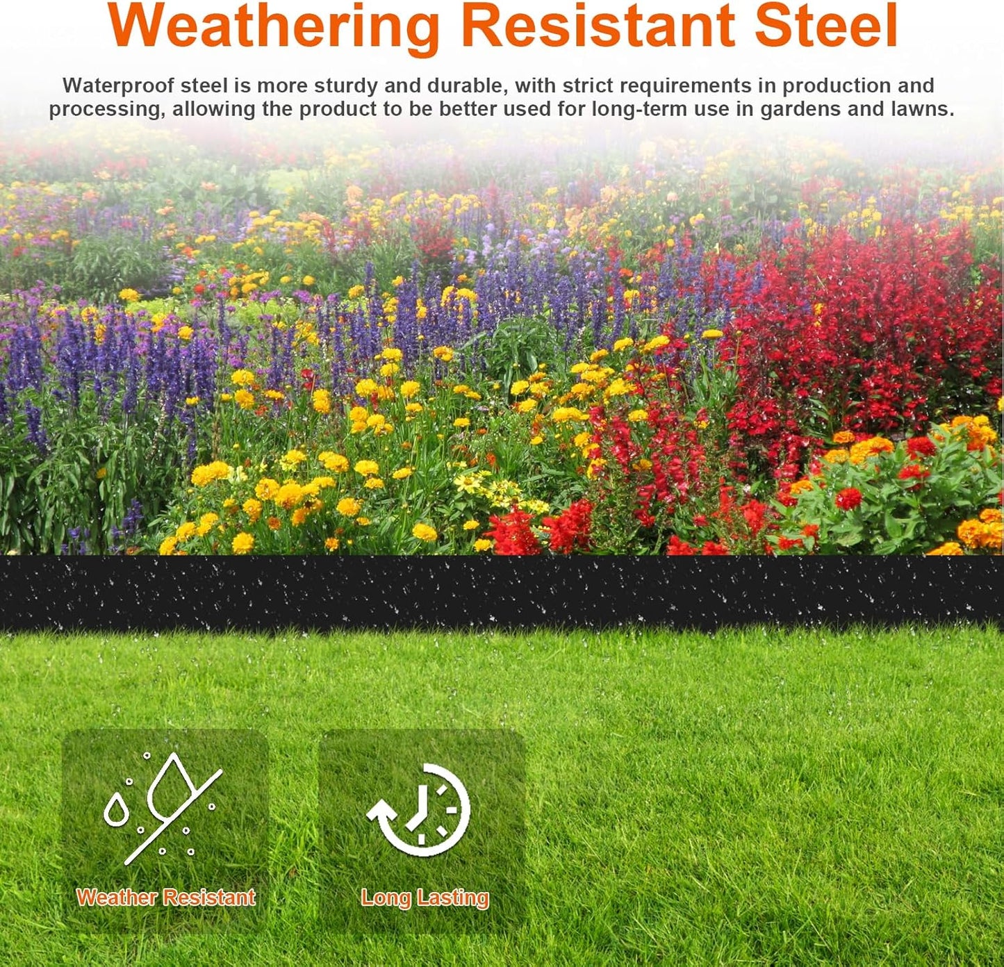 40“L X 4.5" H Metal Landscape Edging, Heavy Duty Galvanized Steel Garden Edging,10 Pack Garden Edging Border for Lawn, Flower Bed, Yard (Black)