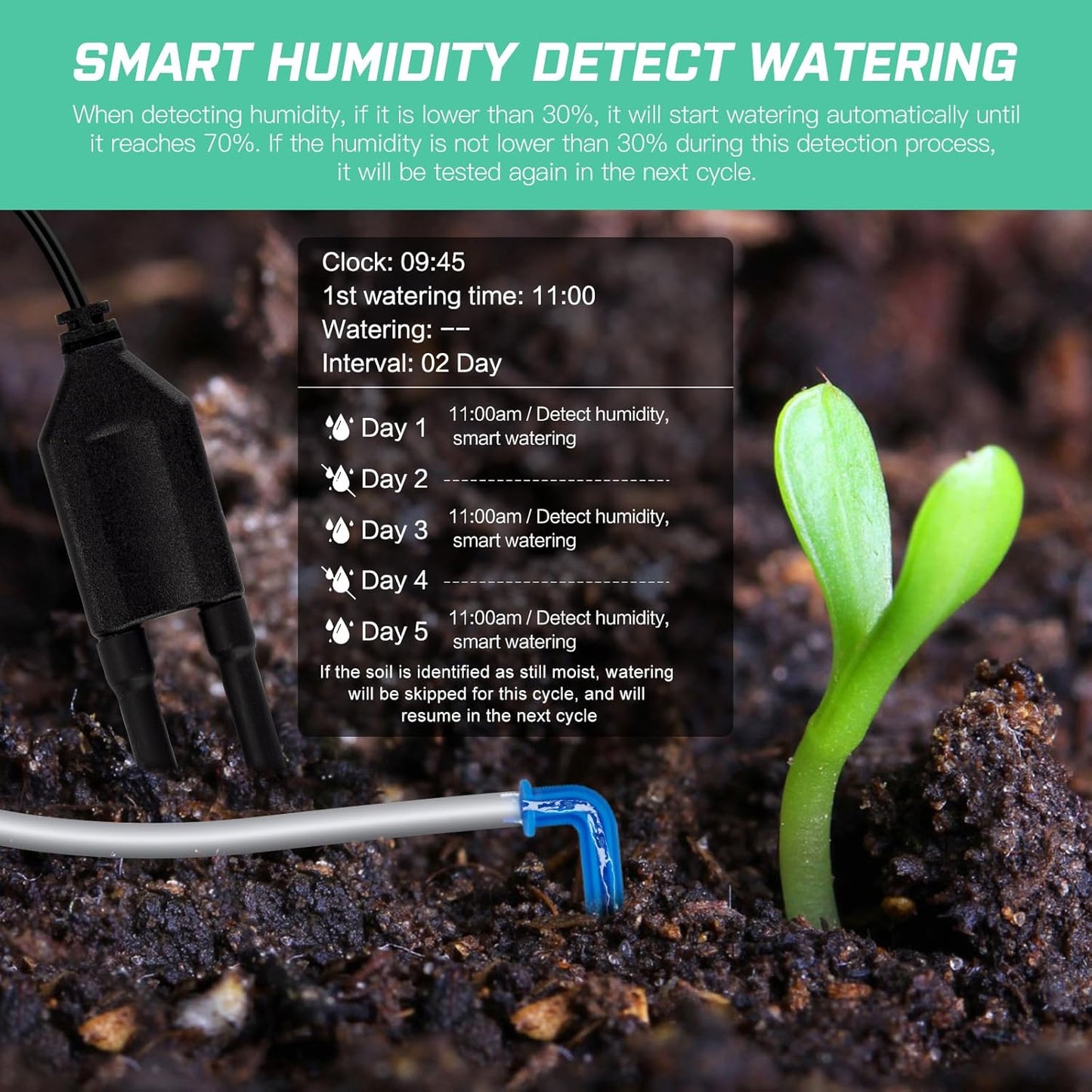 Automatic Plant Waterer Self Watering System Indoor for 15 Potted Plants Pack of 2, Auto Drip Irrigation Kit Programmable Water Timer w Smart Humidity Detection