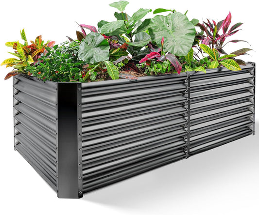 Land Guard 6×3×2 ft Galvanized Raised Garden Bed Kit, Galvanized Planter Raised Garden Boxes Outdoor, Large Metal Raised Garden Beds for Vegetables(Grey)…