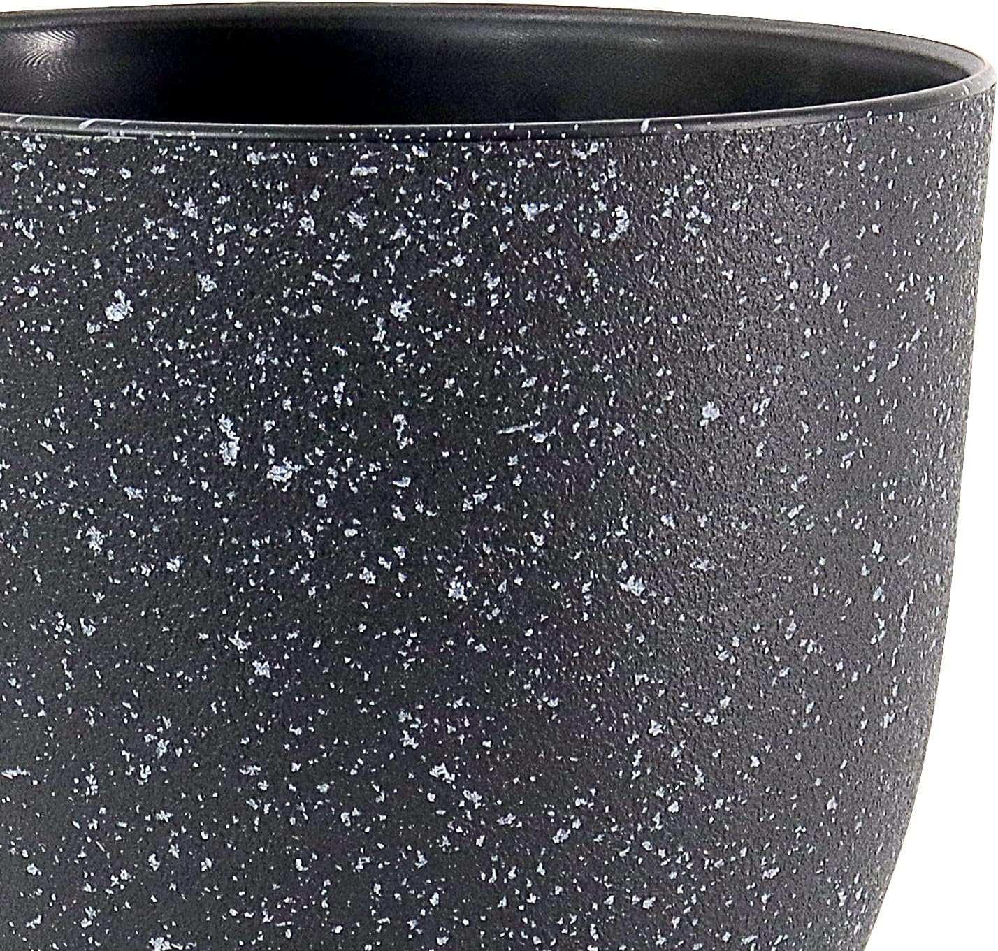 Modern Plant Pots Set, 9/8/7.5 inch Plastic Planters for Indoor Plants, Stylish Flower Pots with Drainage Holes and Saucers for House Plants and Flowers, Black Speckles