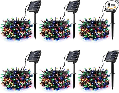[6 Pack] Solar String Lights Multicolored, 236 FT 600 LED Solar Twinkle Light Outdoor with 8 Modes & Memory Function, Solar Christmas Lights Waterproof Chrismas Lights for Xmas Tree Party Decorations