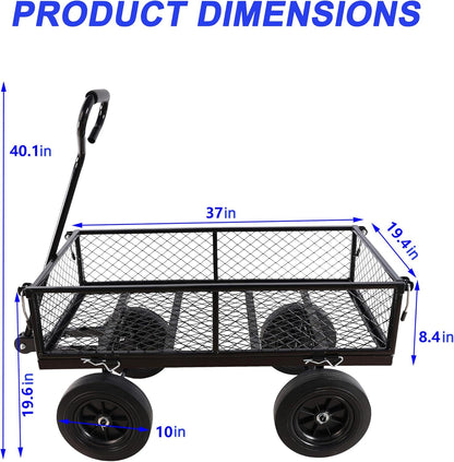 Wagon with Removable Sides Can be Used in Farms, Warehouses etc l Garden Dump cart- A Must-Have for Your Dream Garden Garden Essential- Dump cart Solid Wheels (Black Solid Wheels)