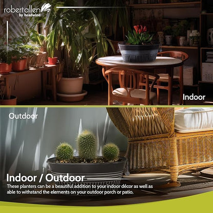 Headwind Vintage Collection 14-Inch Charcoal Oval Galvanized Tub with Handles – Metal Wash Basin Planter - Galvanized Metal Tub for Indoor & Outdoor Use by Robert Allen