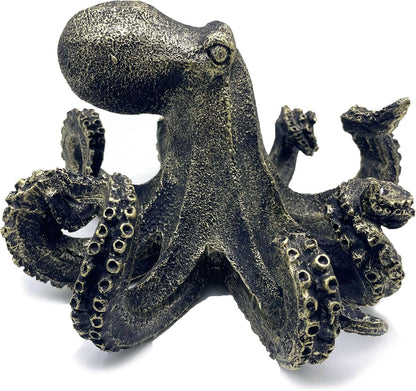 10 Inch Octopus Vintage Statue Sculpture Frgurine Gift for Home Office Living Room Desktop Display Decor Decorative (Gold)