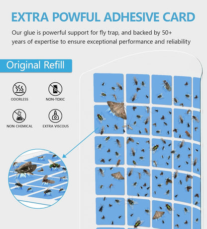 10PCS Refills for WowCatch Flying Insect Trap N386E, Original Super Sticky Cards, High Efficiently Stick Fruit Flies, Gnats, Moths, and Houseflies (Refills Only)
