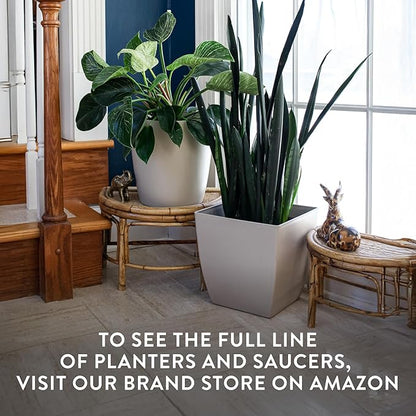 The HC Companies Aria Round Self-Watering Pot - Lightweight Plastic Planter for Herbs & More - Durable Plant Pots for Indoor Plants & Outdoor Plants (16" Matte White, Pack of 1)