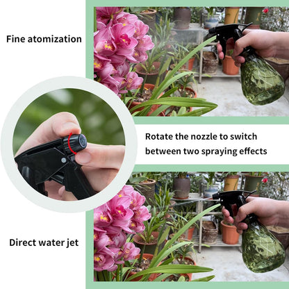 2 Pcs Spray Bottles, 500 ml/17 oz Empty Water Spray Bottles, Plastic Reusable Adjustable Mist Sprayer Squirt Bottles Containers Refillable for Cleaning Solutions, Gardening, Plants (Green)