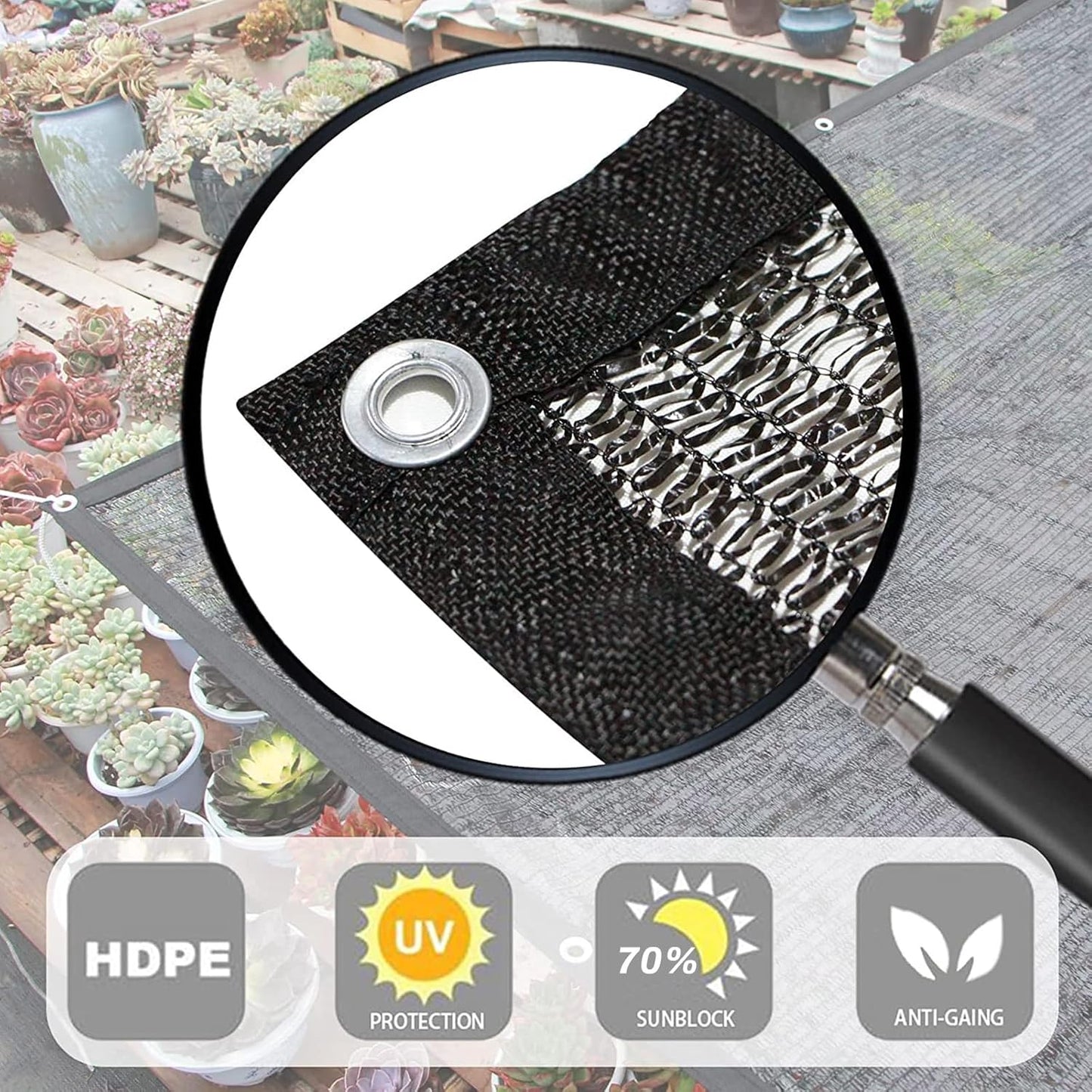 LOVE STORY 10x12FT 70% Black Shade Cloth Sun Shade Net with Grommets Sunblock Net Mesh Tarp for Garden,Plants Cover,Greenhouse and Patio